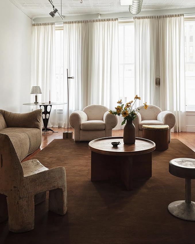 Hand Tufted Plush Walnut Brown Rug 100% New Zealand Wool