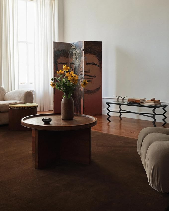 Hand Tufted Plush Walnut Brown Rug 100% New Zealand Wool