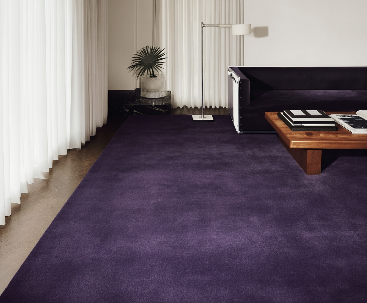 Hand Tufted Plush Purple Rug 100% New Zealand Wool