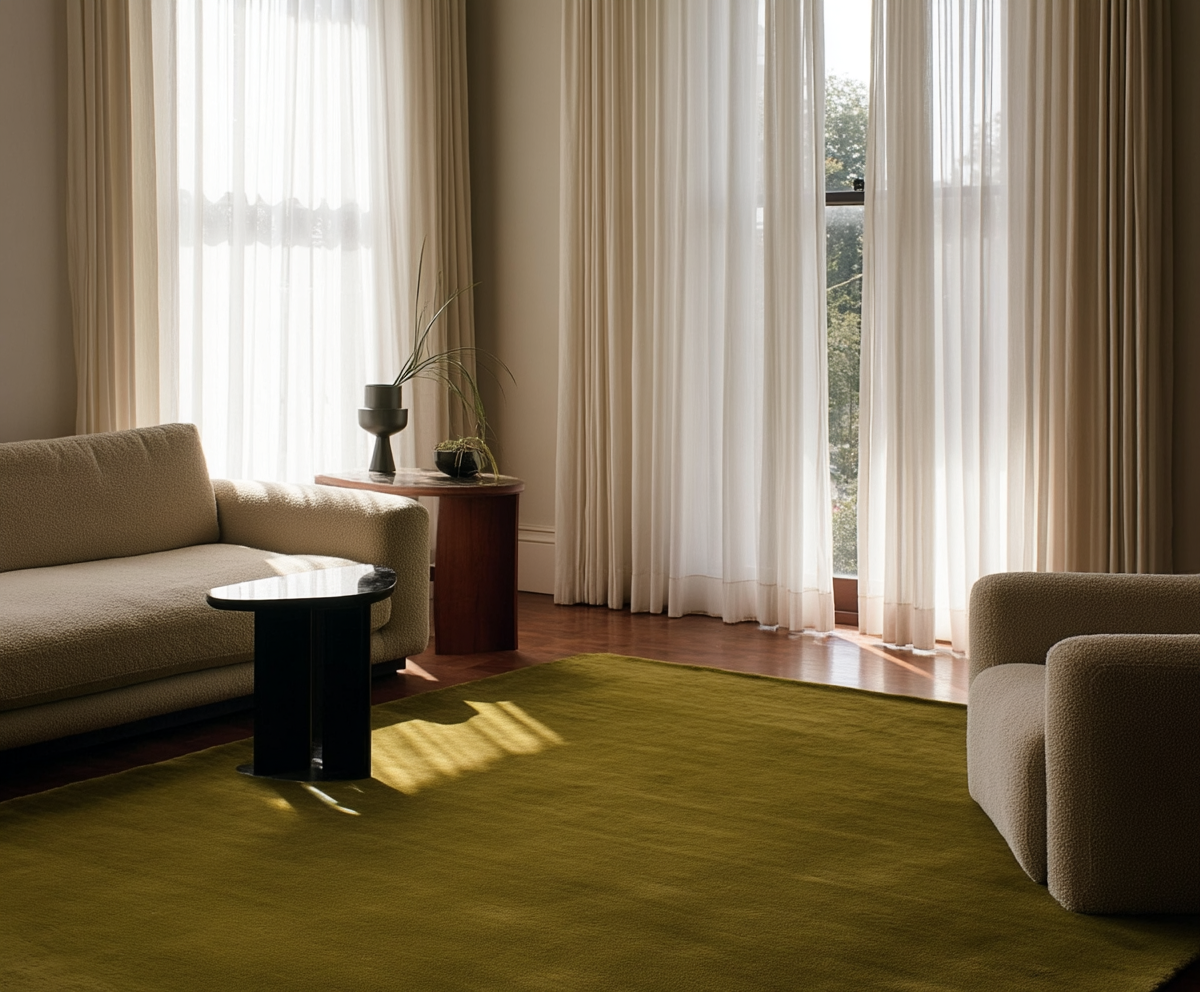 Hand Tufted Plush Milano Green Rug 100% New Zealand Wool