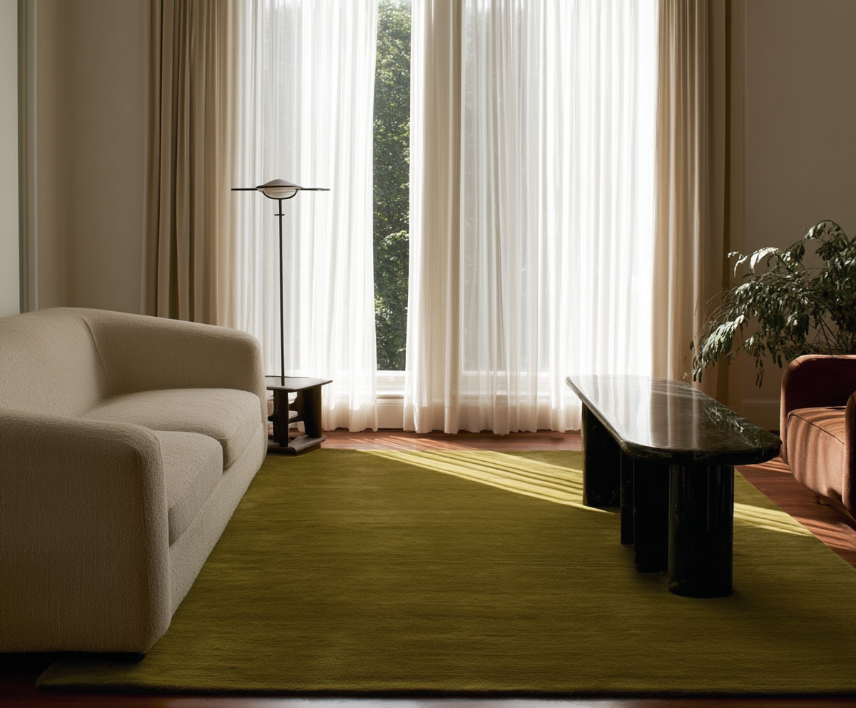 Hand Tufted Plush Milano Green Rug 100% New Zealand Wool