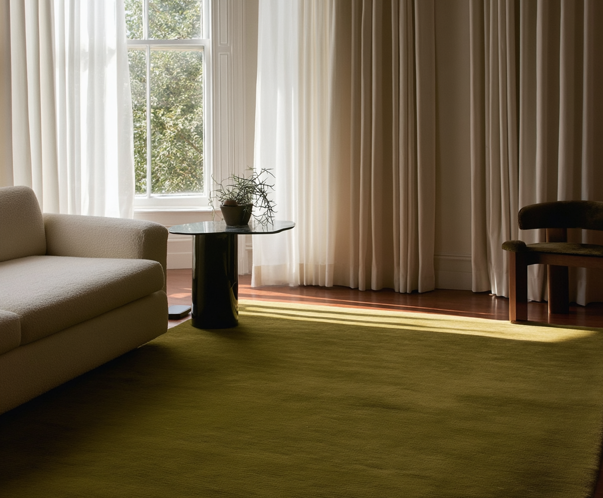 Hand Tufted Plush Milano Green Rug 100% New Zealand Wool