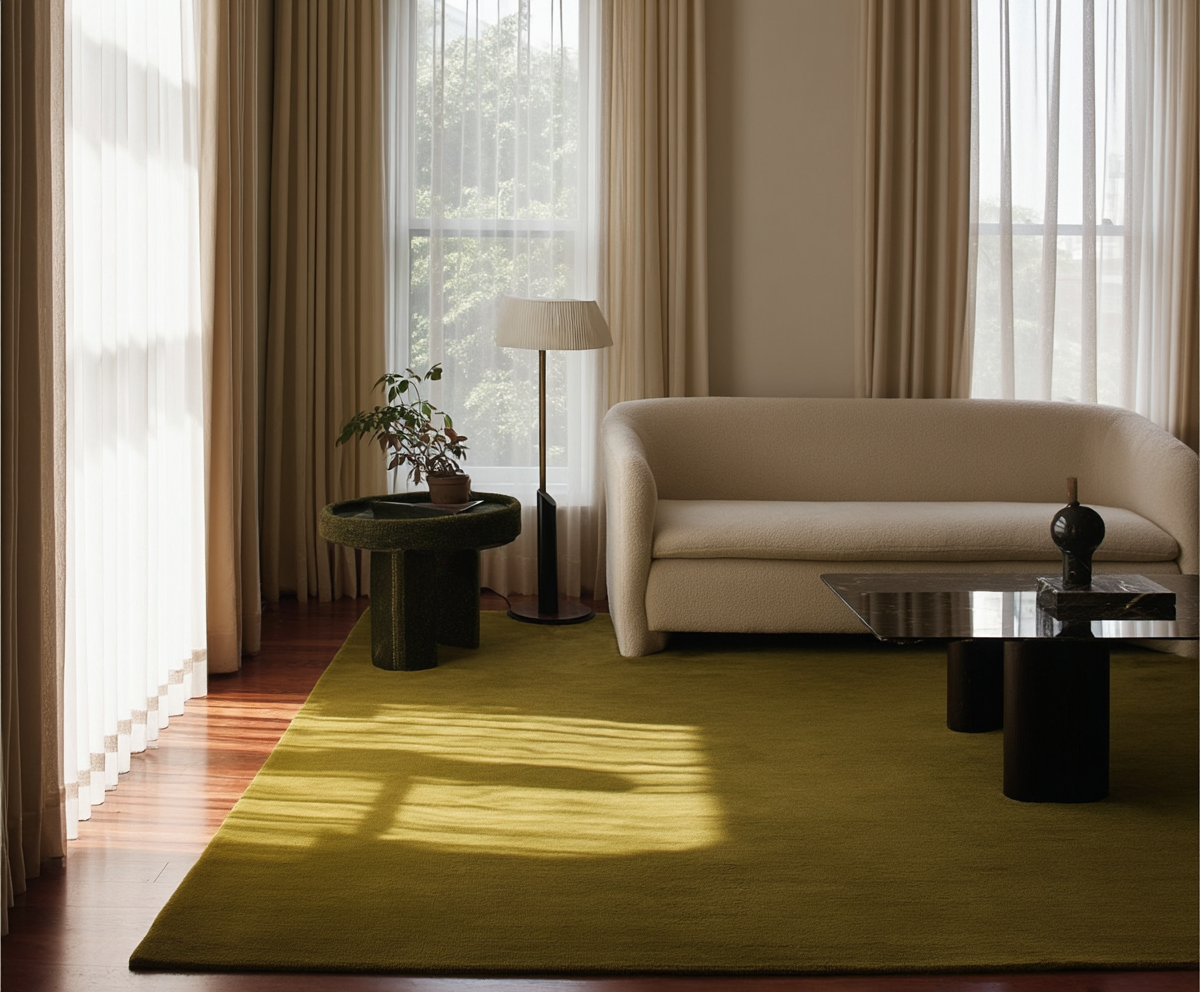 Hand Tufted Plush Milano Green Rug 100% New Zealand Wool