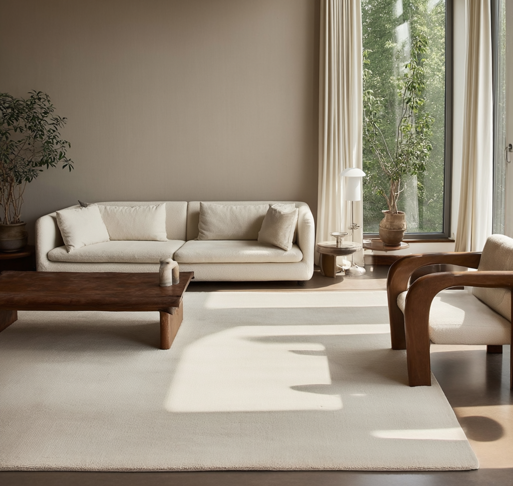 Hand Tufted Plush Dusty White Rug 100% New Zealand Wool