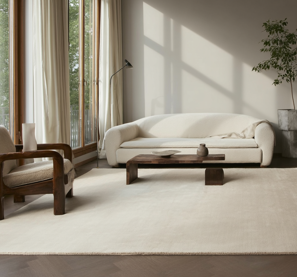 Hand Tufted Plush Dusty White Rug 100% New Zealand Wool