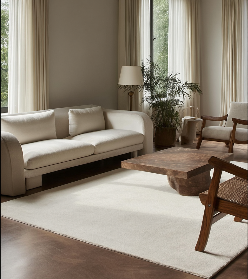 Hand Tufted Plush Dusty White Rug 100% New Zealand Wool