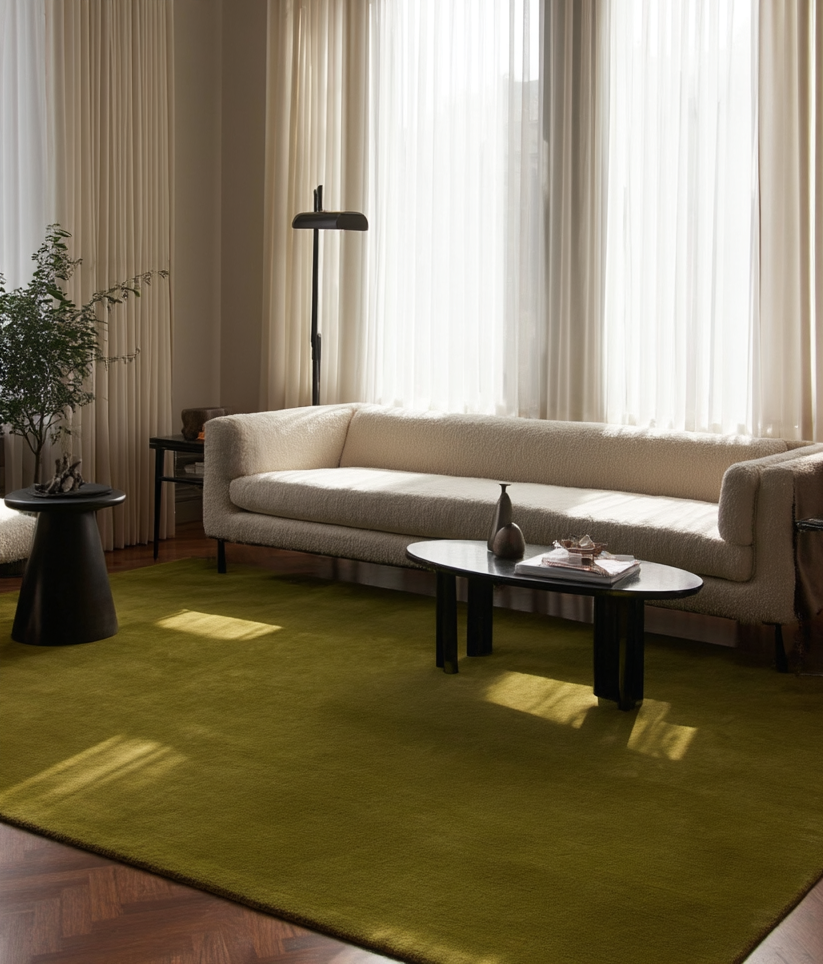 Hand Tufted Plush Milano Green Rug 100% New Zealand Wool