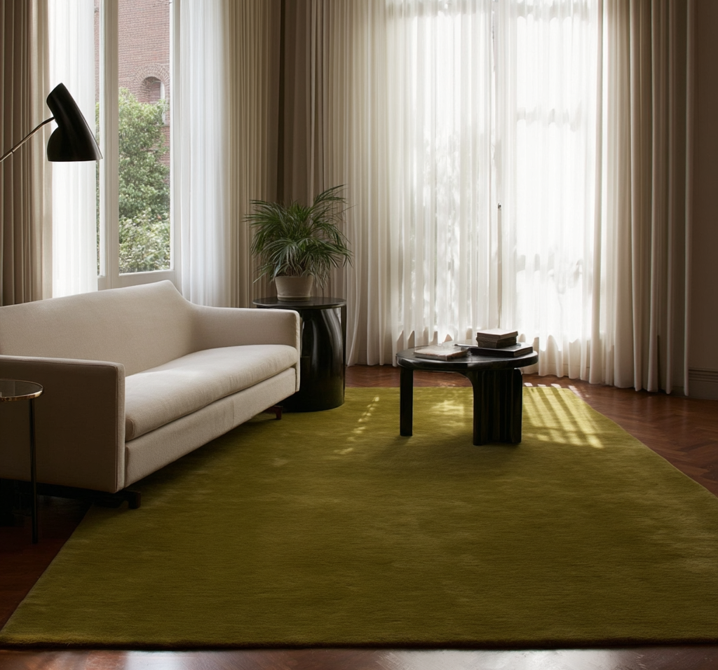 Hand Tufted Plush Milano Green Rug 100% New Zealand Wool
