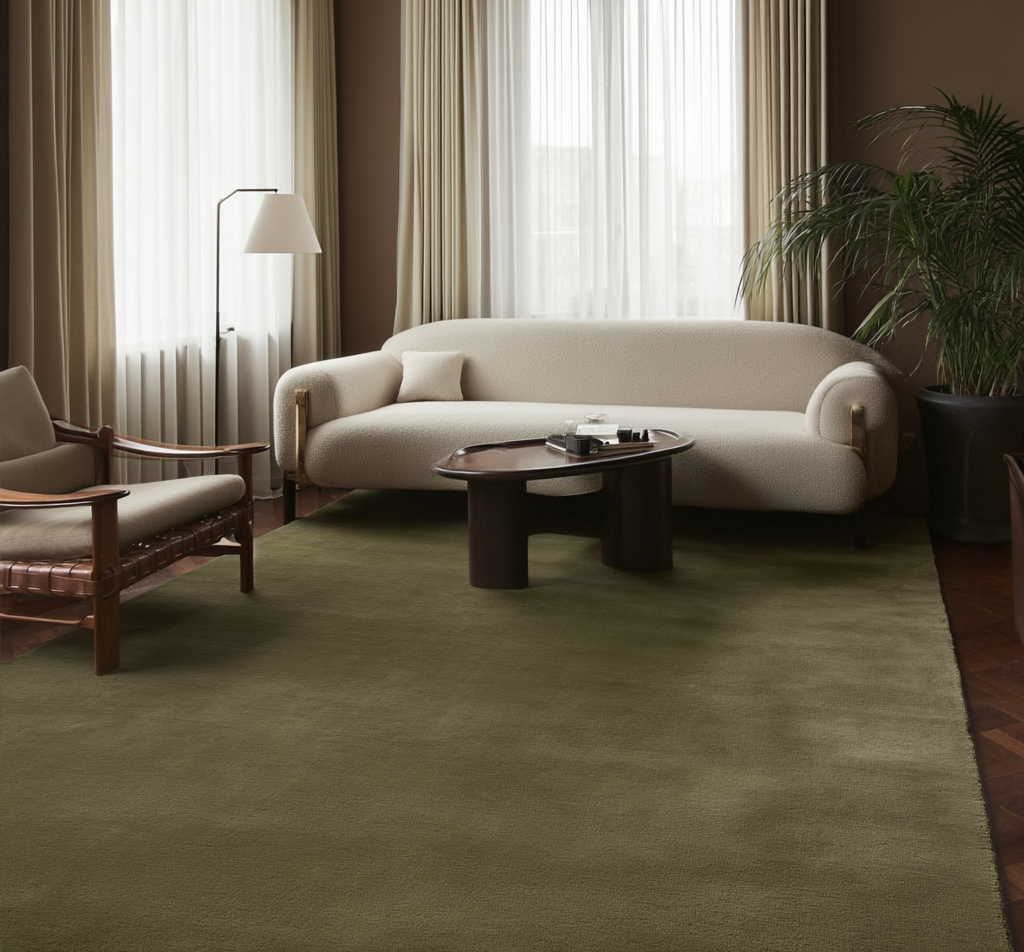 Hand Tufted Plush Moss Green Rug 100% New Zealand Wool