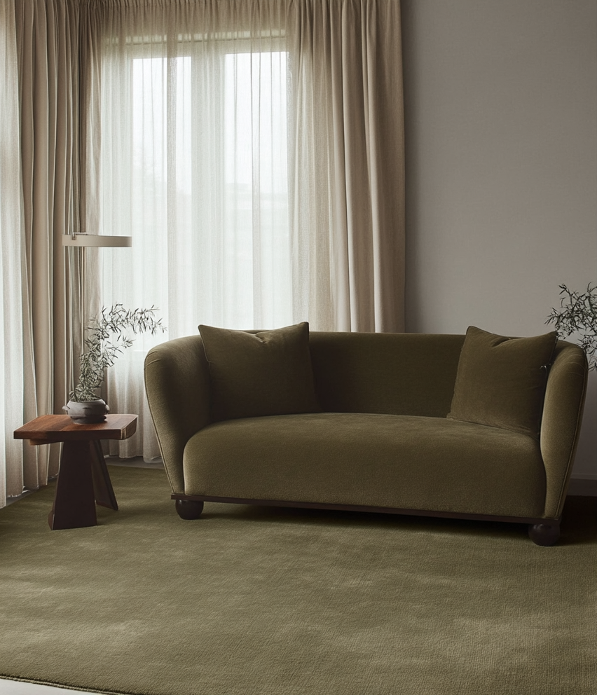 Hand Tufted Plush Moss Green Rug 100% New Zealand Wool