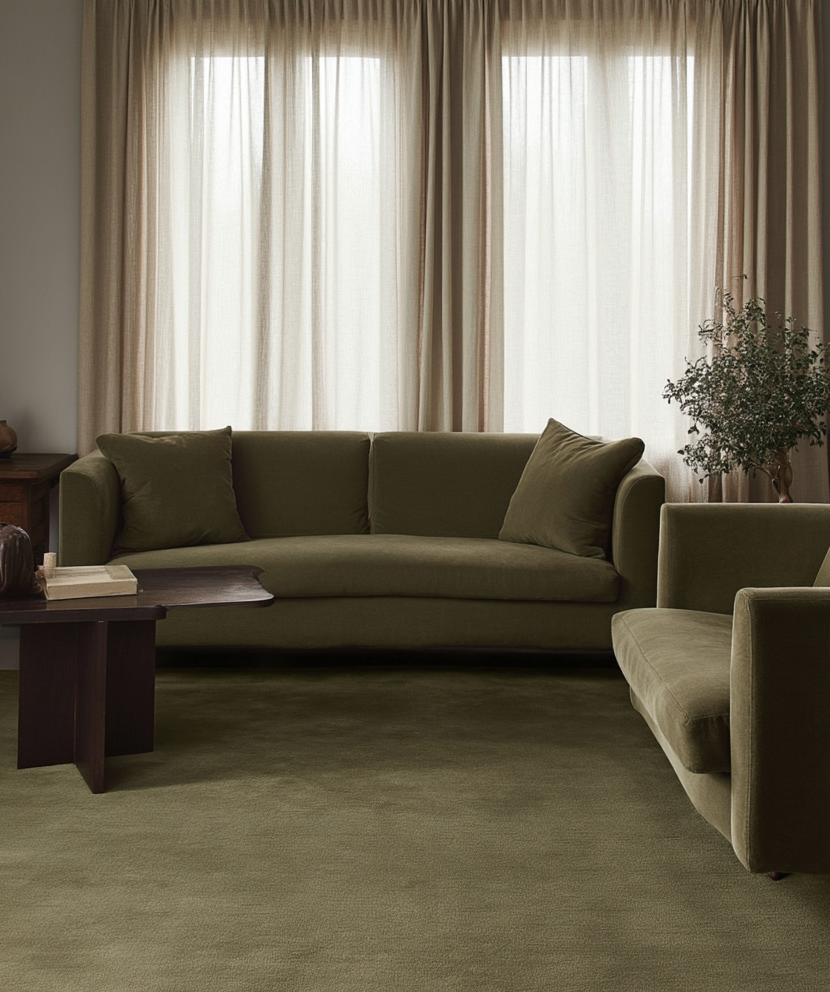 Hand Tufted Plush Moss Green Rug 100% New Zealand Wool