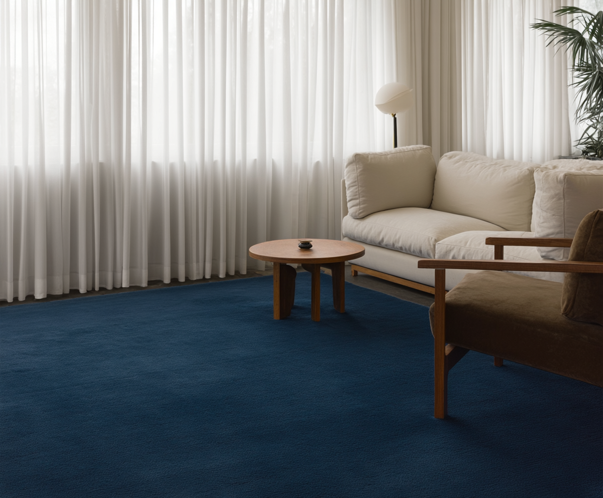 Hand Tufted Plush Deep Blue Rug 100% New Zealand Wool